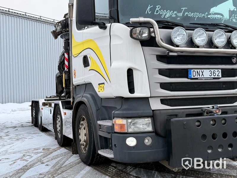 Kranväxlare Scania R480 8X2-6 -2013 | Fassi-kran | Palfinger 17T | Plogutrustad