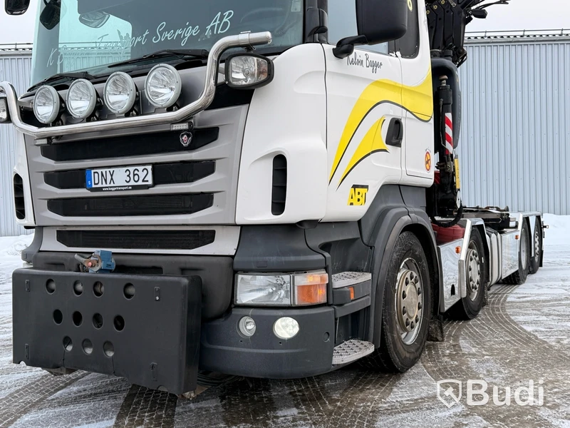 Kranväxlare Scania R480 8X2-6 -2013 | Fassi-kran | Palfinger 17T | Plogutrustad