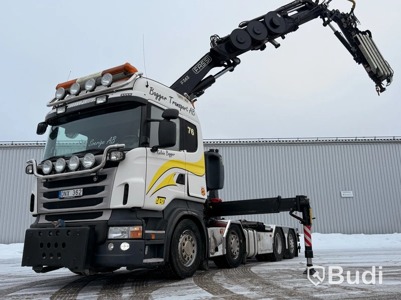 Kranväxlare Scania R480 8X2-6 -2013 | Fassi-kran | Palfinger 17T | Plogutrustad