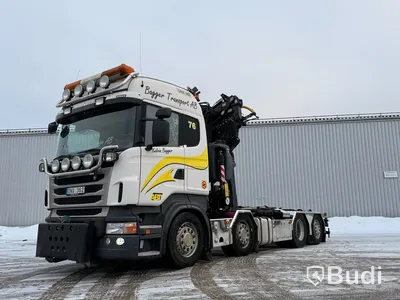 Kranväxlare Scania R480 8X2-6 -2013 | Fassi-kran | Palfinger 17T | Plogutrustad