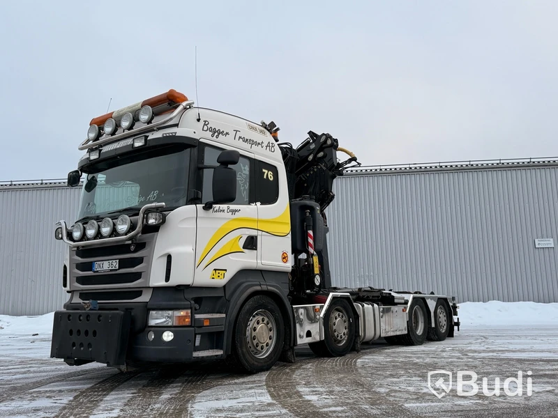 Kranväxlare Scania R480 8X2-6 -2013 | Fassi-kran | Palfinger 17T | Plogutrustad