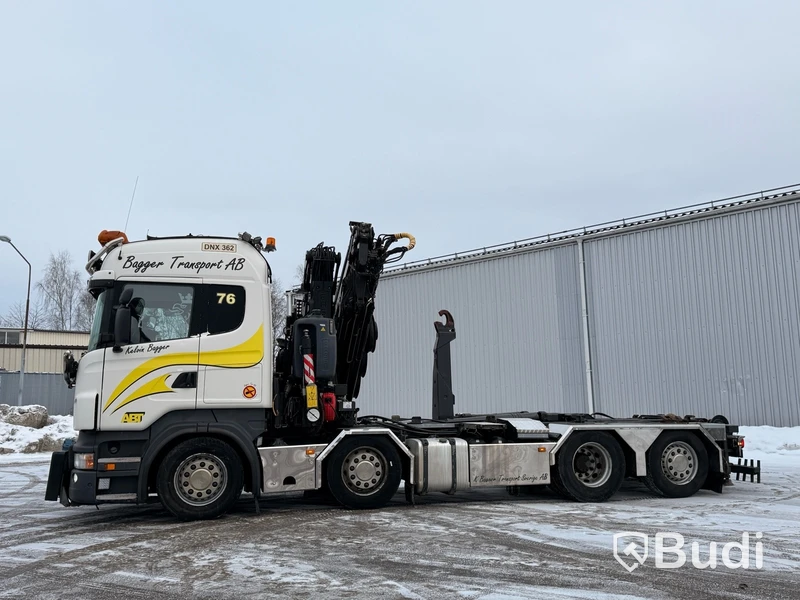 Kranväxlare Scania R480 8X2-6 -2013 | Fassi-kran | Palfinger 17T | Plogutrustad