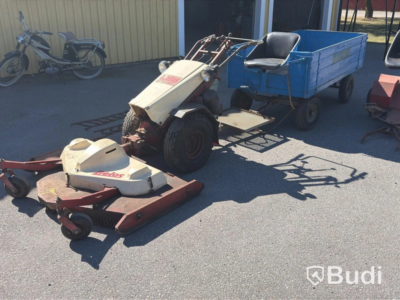 Redskapsbärare, Belos 272, med vagn, klippaggregat, snöblad m.m.