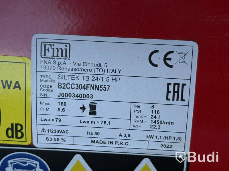 Kompressor Fini SILTEK TB 24 med luftvinda