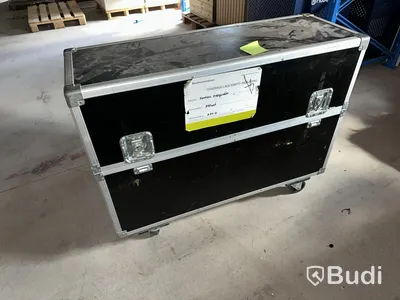 Flight cases, black, on wheels, 2 pieces.