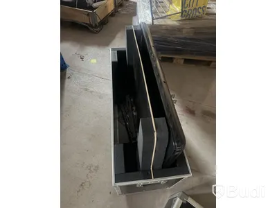 Flight cases, black, on wheels, 2 pieces.
