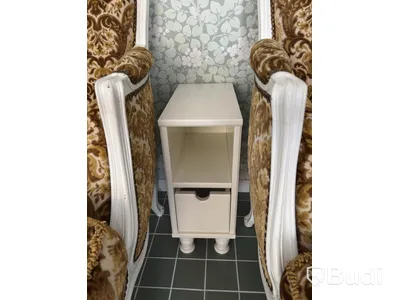 2 st. Fåtöljer inkl. sidobord och 2 st. blandare med handfat