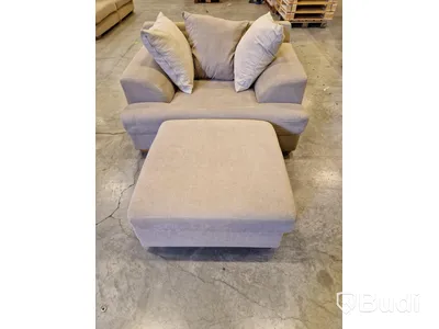 Soffa, fåtölj och fotpall