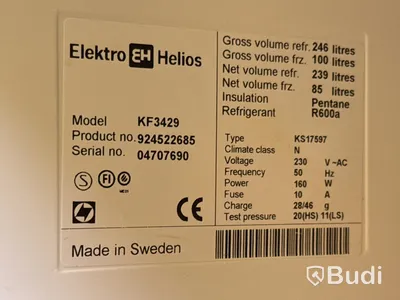 Kombinerad kyl/frys Elektro Helios KF3429 | 60x60x175 cm