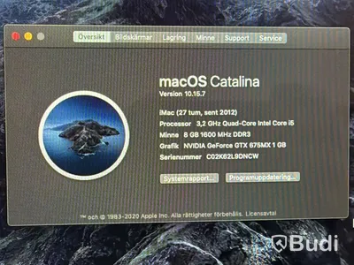 iMac Apple 27 tum, sent 2012, 8 GB RAM
