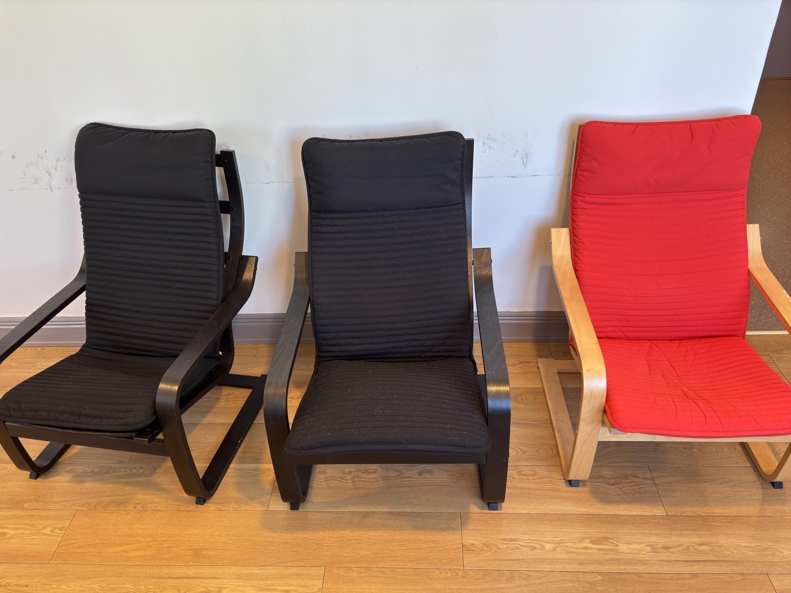3 st. Fåtöljer, olika färger