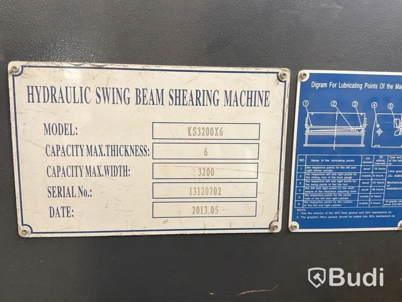 Hydraulic swing beam shear KS 3200x6, 2013