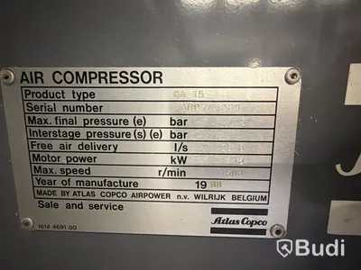 Atlas Copco GA 15 Air Compressor, Defective