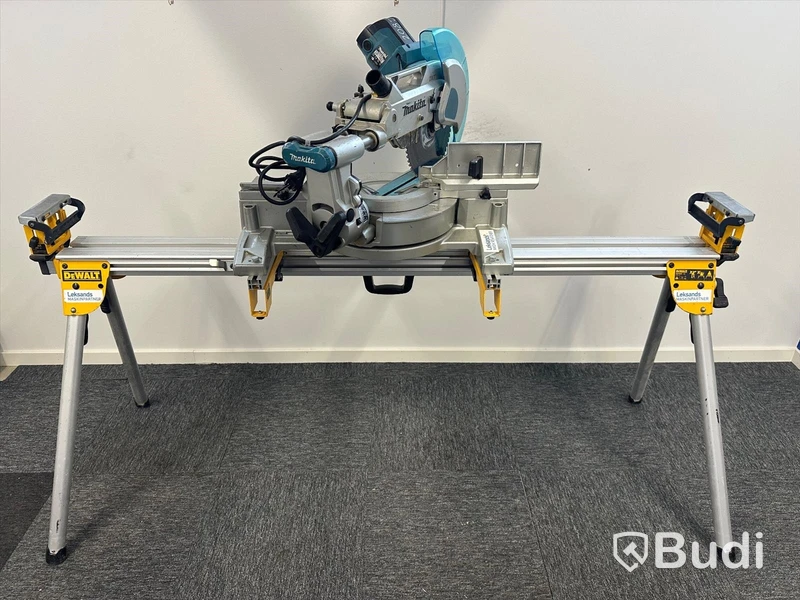 Kap- och gersåg Makita LS1016L, monteringsbyglar Dewalt DE7025-XJ och stativ Dewalt DE7023-XJ