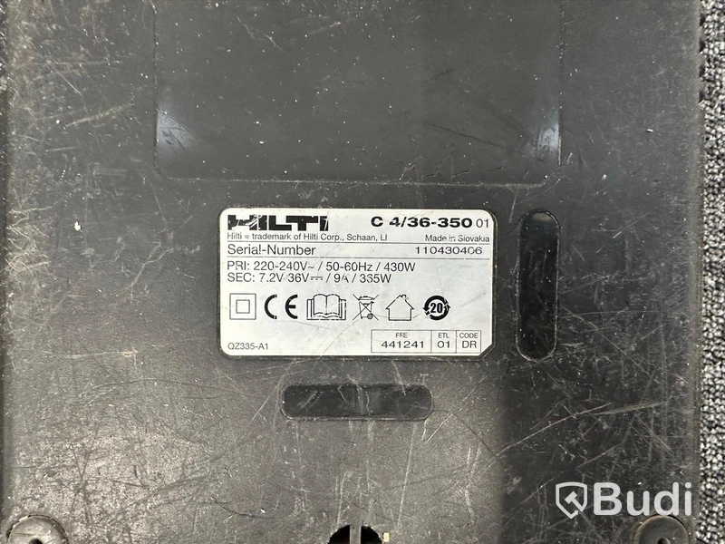 Batteriladdare Hilti C 4/36-350 och 3st 21,6V batterier Hilti B22