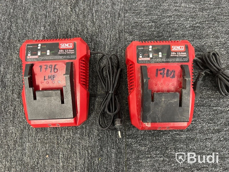 2st batteriladdare Senco och 2st 18V litiumjonbatterier Senco
