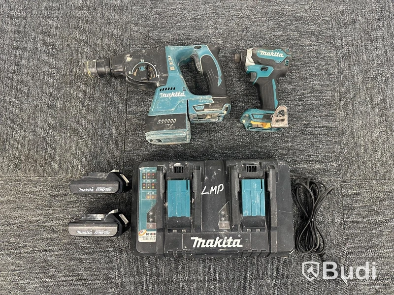Kombihammare Makita DHR243 och slagskruvdragare Makita DTD153 med 2st 18V batterier och dubbelladdare