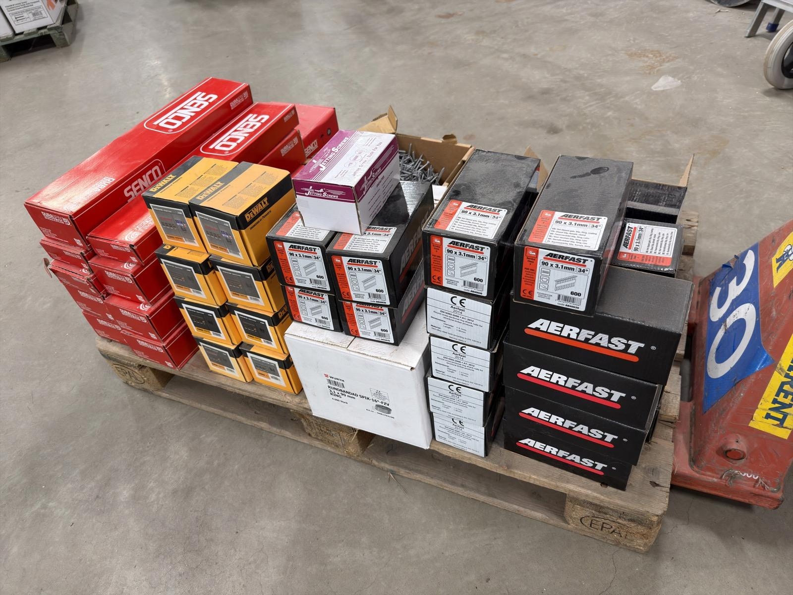 Blandpall spik, skruv & klammer – Senco, Aerfast, Würth, Dewalt m.fl