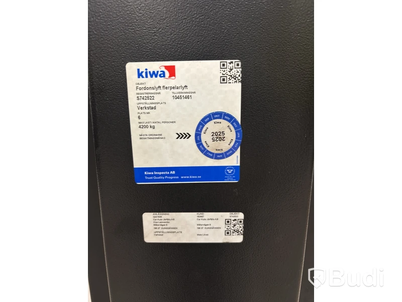 Fordonslyft / Flerpelarlyft Kiwa 4200 kg