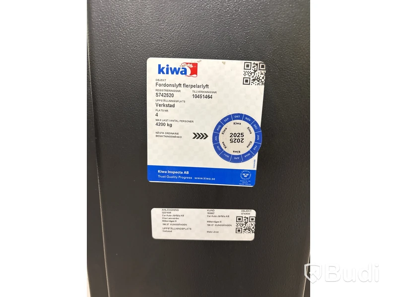 Fordonslyft / Flerpelarlyft Kiwa, 4200 kg