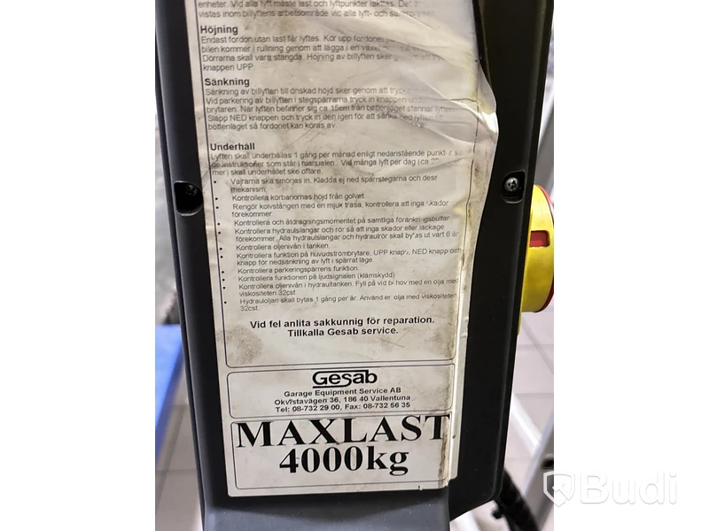 4-pelarlyft med Hjulinställningsmaskin