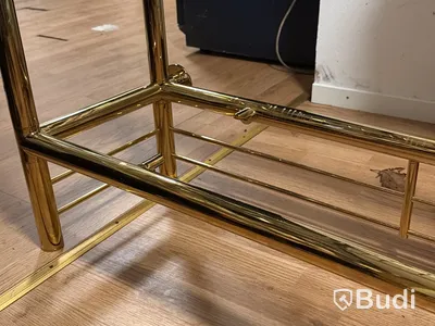 Backbarhylla i mässing med glashäng, 2 meter