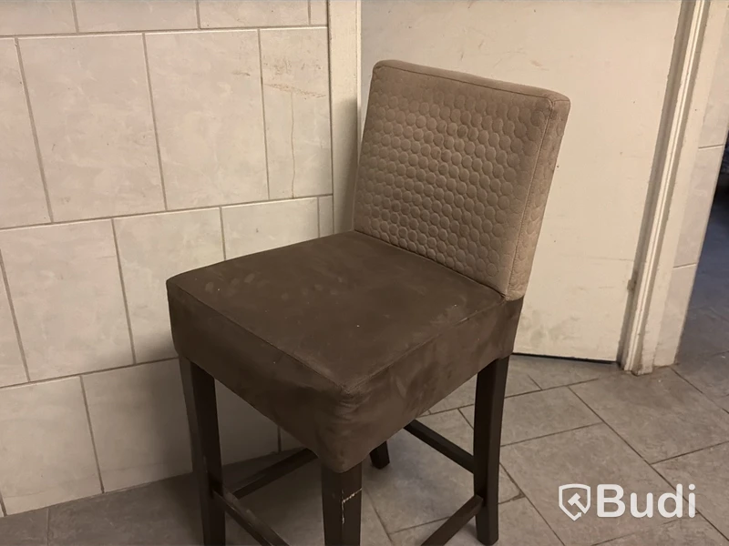 12 st barstol, trästomme, brun/ beige klädsel