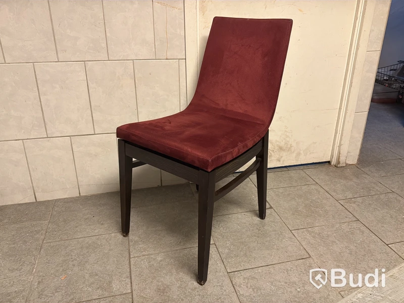 8+4 st stol, vinröd/ brun, mörkt trä