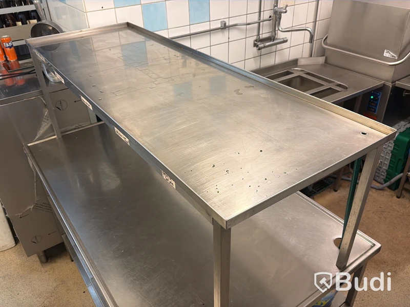 Rostfri arbetsbänk med hylla för avrinning