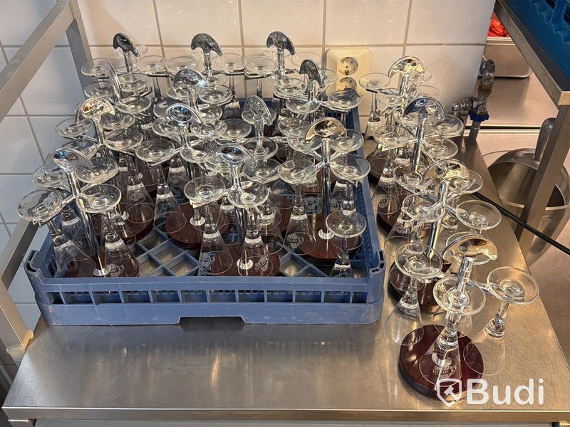 Glasställ för snapsglas, 15 st, med glas