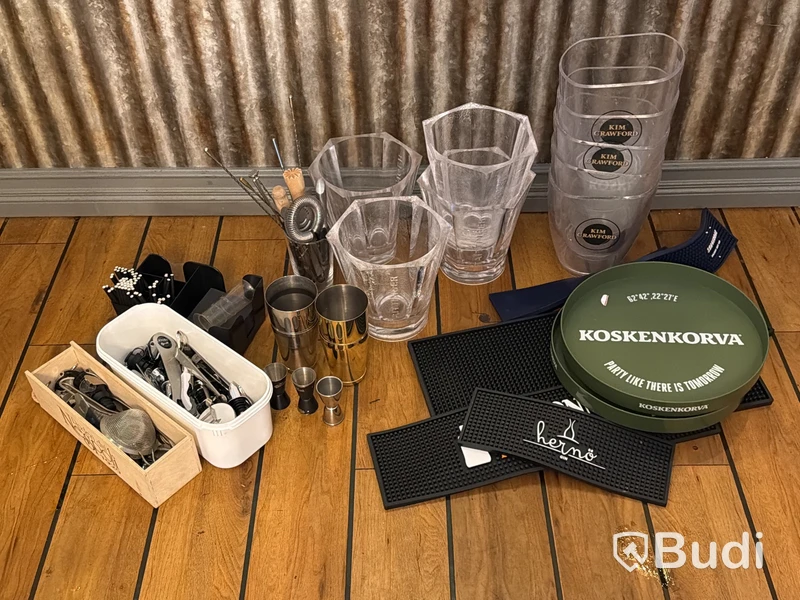 Diverse barutrustning och kylhinkar