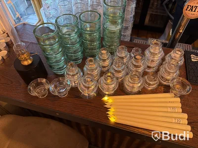 Parti ljuslyktor, ca 50 st samt 8 st batteriljus