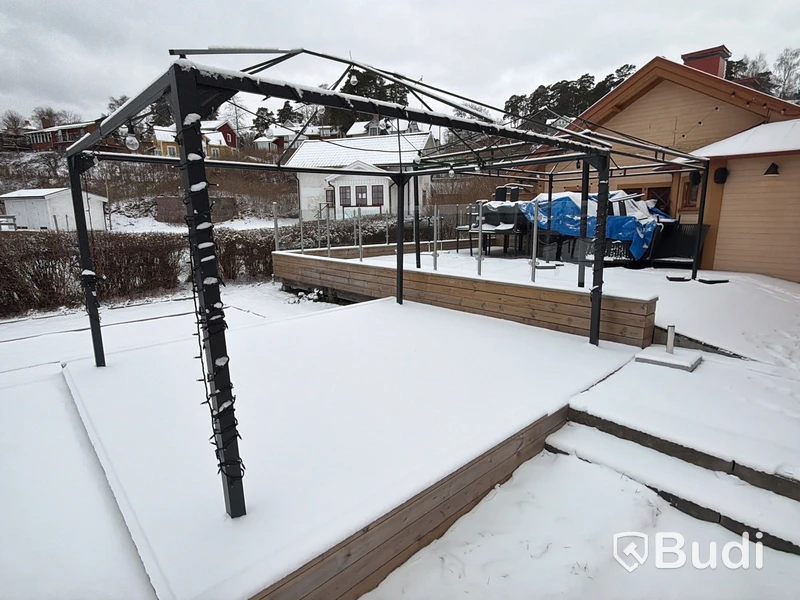 2 st pergola ramverk, med tillhörande tyg