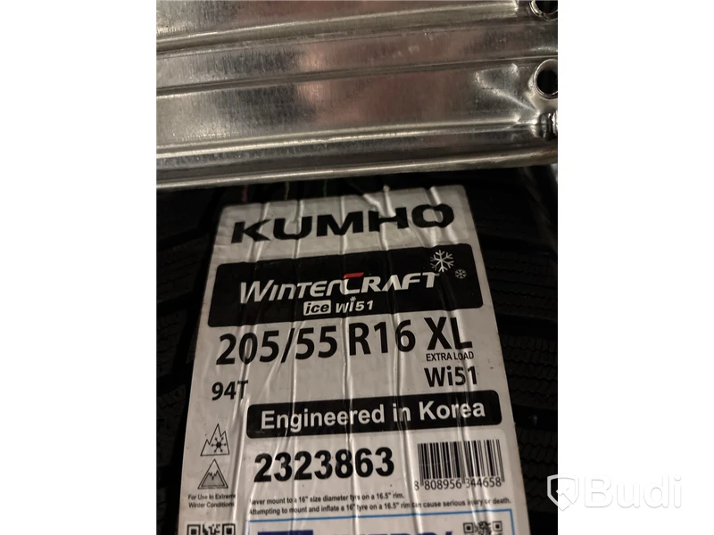 4 st. Vinterhjul Kumho 205/55R16 XL 94T