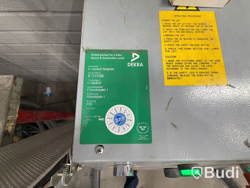 Fordonslyft flerpelare kapcitet 3500 kg