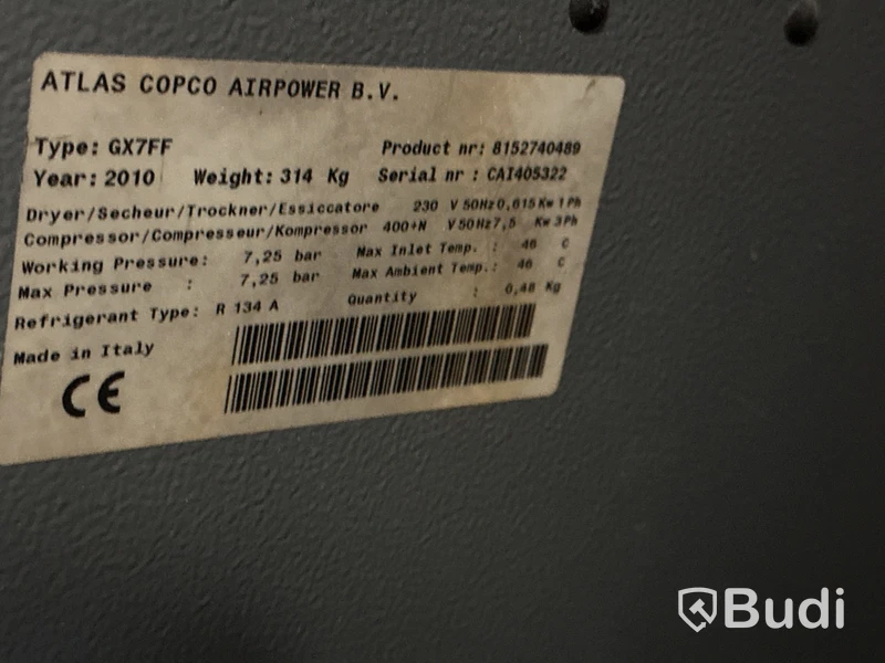 Industrikompressor Atlas Copco GX7 FF