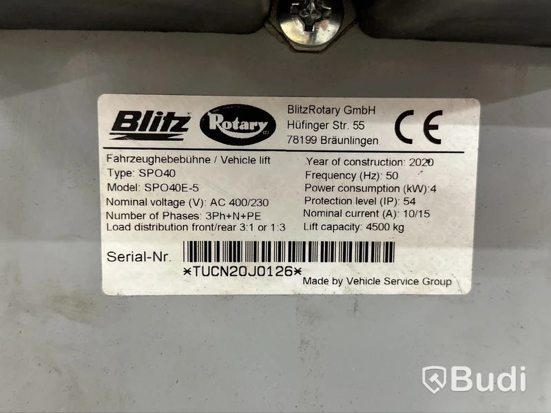 Billyft, Blitz SPO40E-5 2 -post lift 4500 kg