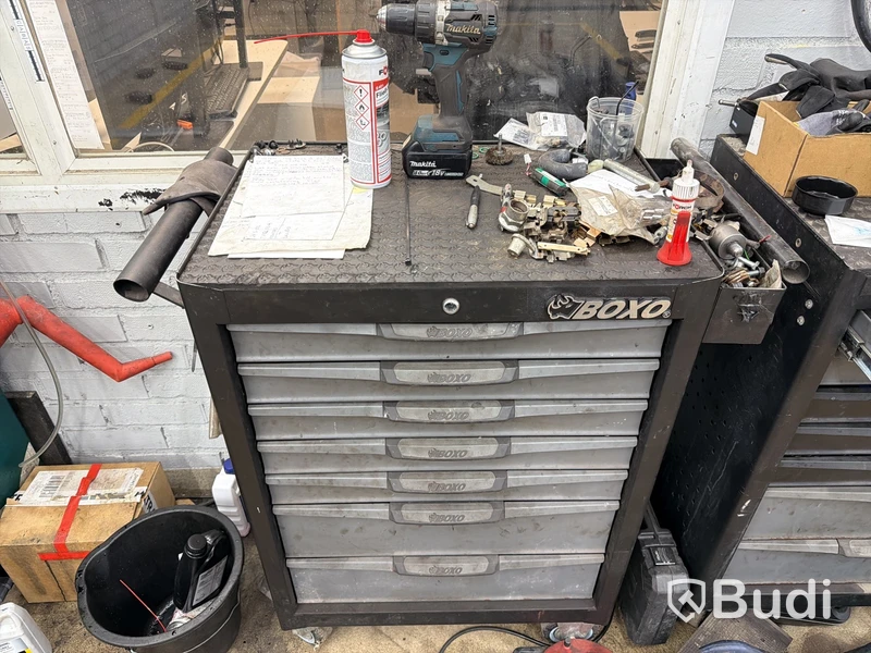Verktygsvagn Boxo 100 cm, Makita skruvdragare 18V, powerfix hylsnyckelväska
