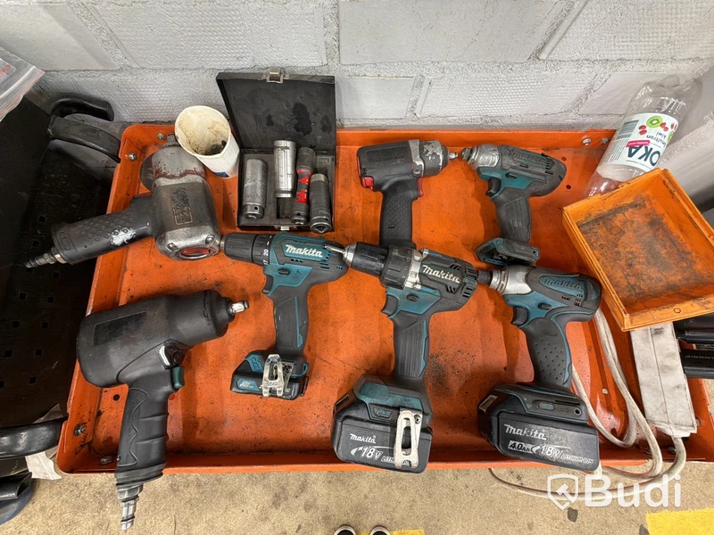 Vagn och maskiner, 3st mutterdragare tryckluft, 4st makita skruv/mutterdragare