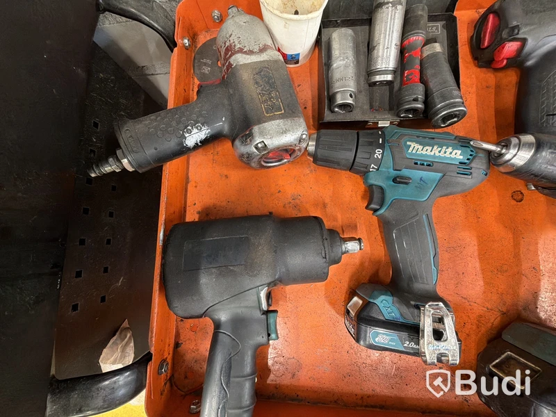 Vagn och maskiner, 3st mutterdragare tryckluft, 4st makita skruv/mutterdragare