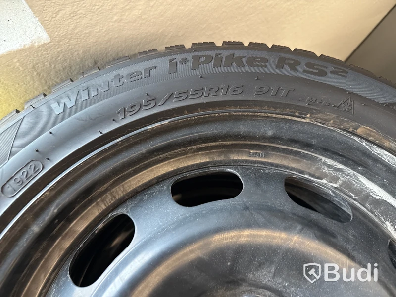 Dubbdäck Hankook, 195/55R16, 91T, med stålfälg