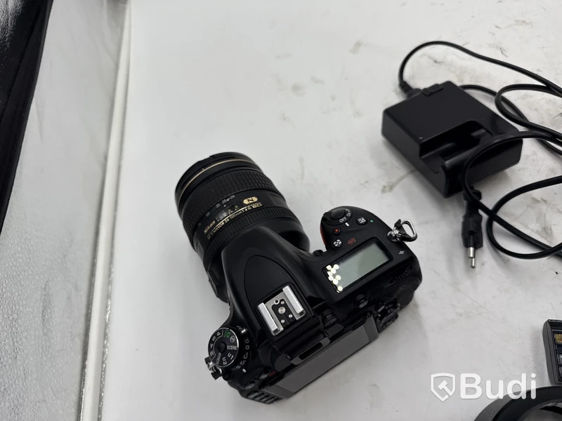 Nikon D750 digitalkamera med 24-120 mm-objektiv samt fotobox