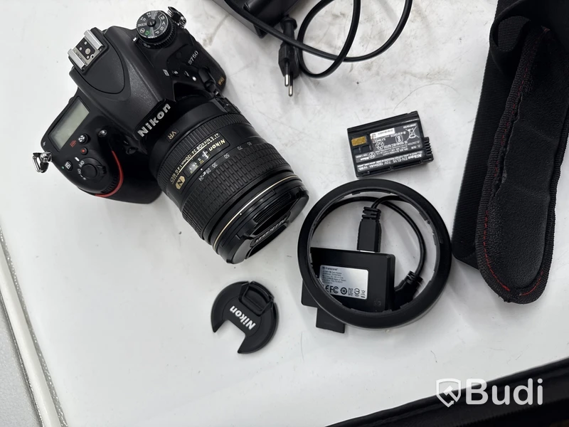Nikon D750 digitalkamera med 24-120 mm-objektiv samt fotobox
