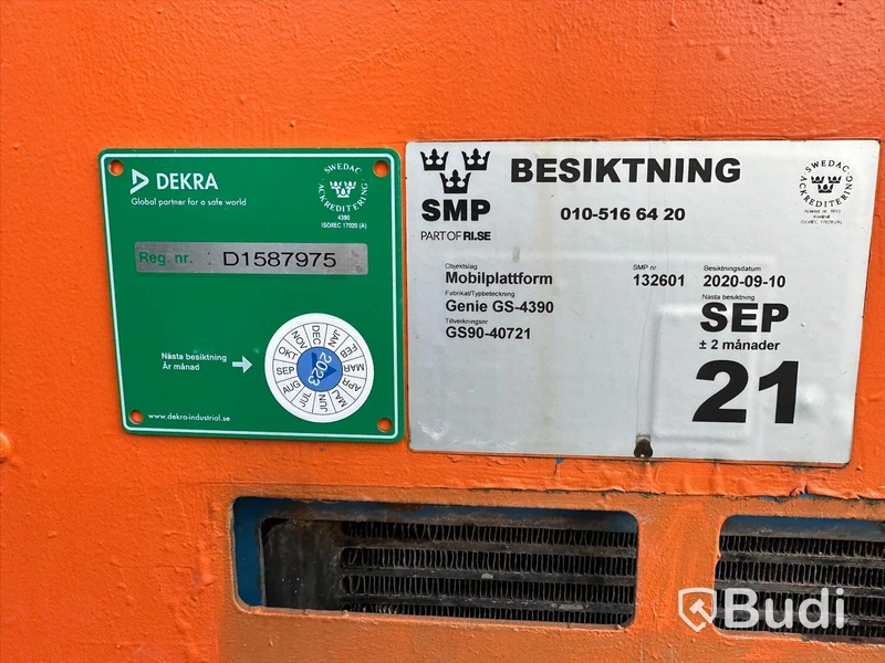 Lift/mobilplattform Genie GS-4390 - 2007, Mätarställning 3486h, Nybesiktigad Sep-22