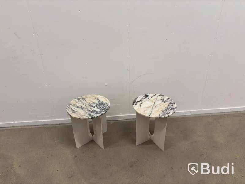 2 side tables with marble tops