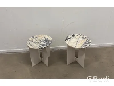 2 side tables with marble tops