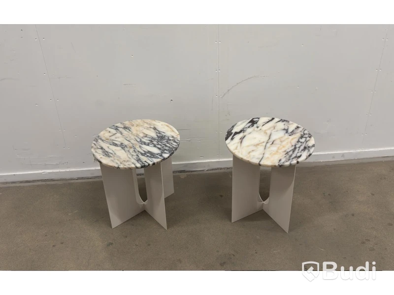 2 side tables with marble tops