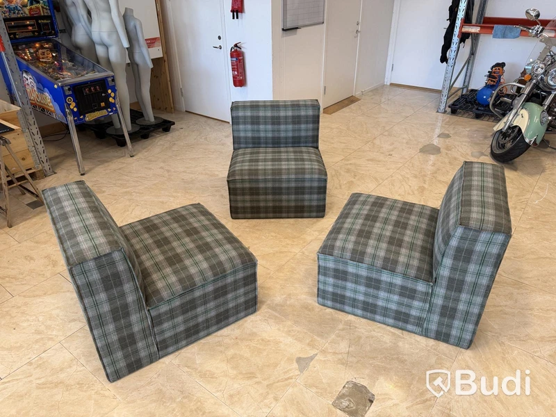 Modulsoffa från Cirkulär Interiör – 3 delar – rutigt tyg
