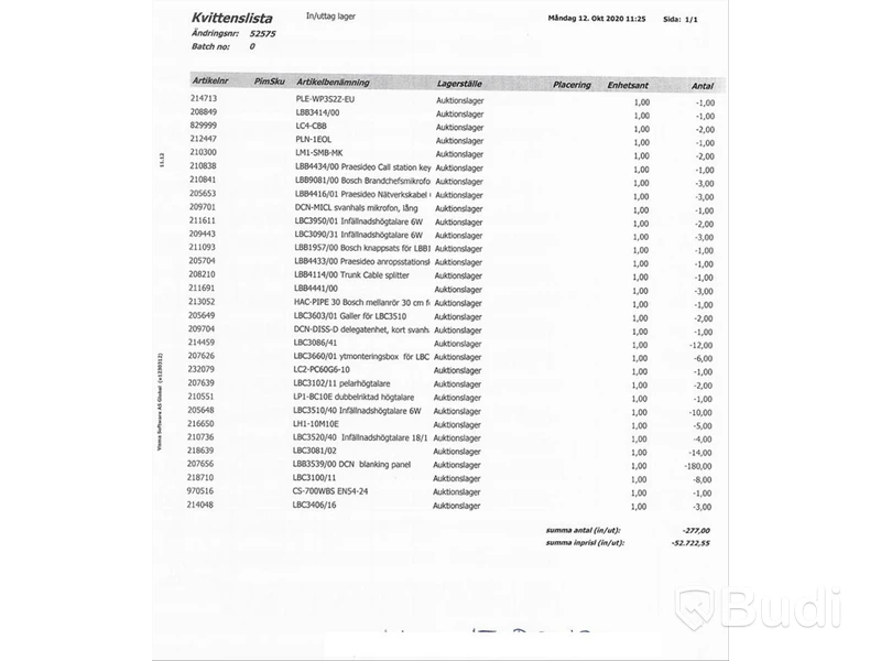 2 Pall med Bosch-produkter, Infällnadshögtalre, m.m.. Totalt lagervärde 52 722 SEK