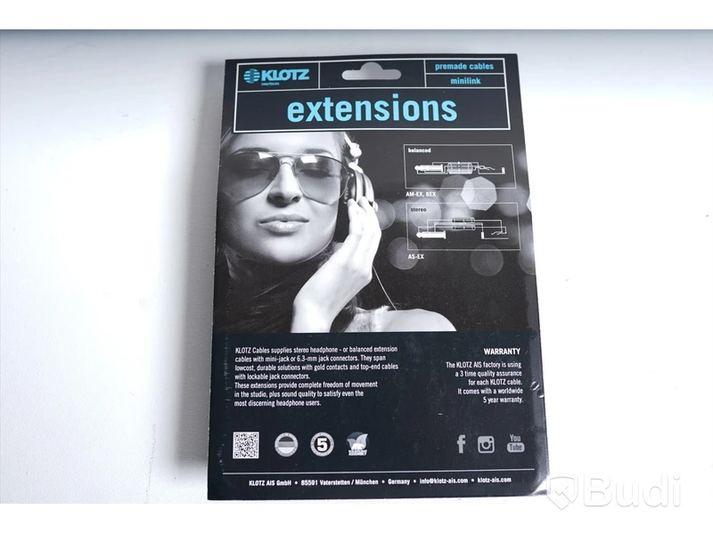 Hörlurar & Hörlurssladd - Supreme CD-60 2st. Supreme Klotz Headphone Extensions 6m 1st. Ny, Obruten förpackning.